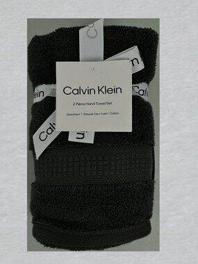 Calvin Klein 2 Piece Hand Towel Set BLACK
